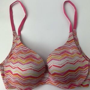 Victoria’s Secret Lined Push-Up Bra 34C Multi Color Retro Nylon Spandex